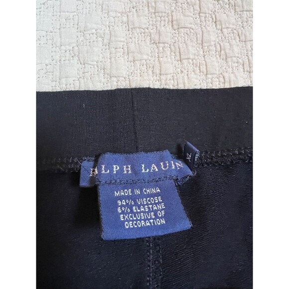 Ralph Lauren Blue Label Leggings Embroidered Ankles Stretchy | Black | Size XL - Picture 6 of 12